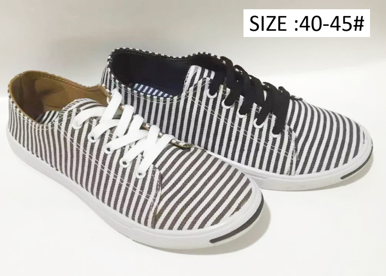 Latest Fashion Low price men's slip on stripe canvas shoes inject...
