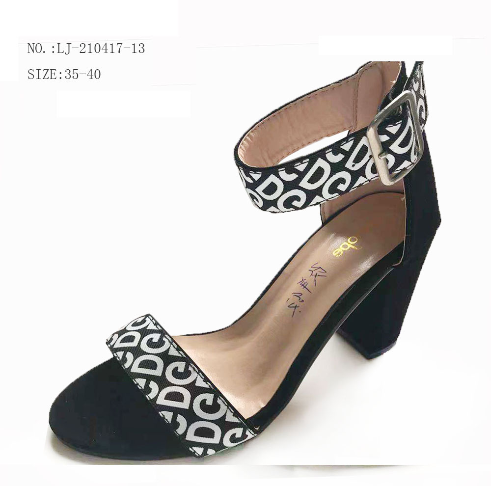 Custom black Color wedge ladies high Heels shoes chunky heel...