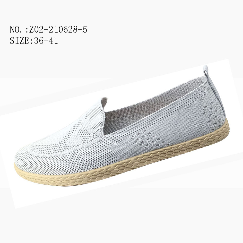 Factory price flyknit women slip on dress flat casual shoes(...