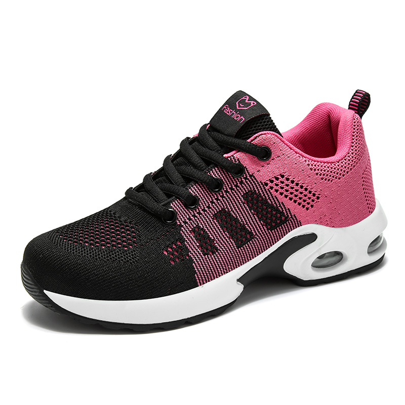 New design breathable women running flyknit casual sports shoes...